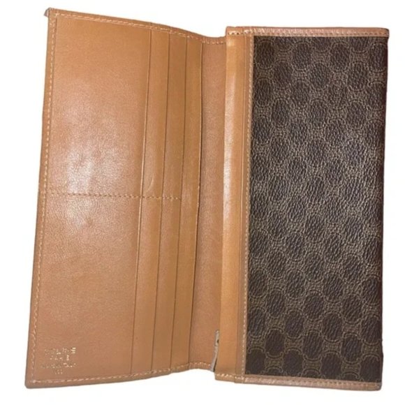 Celine Macadam Long Canvas Vintage Brown & Tan Continental Bifold Wallet Unisex - Picture 4 of 12